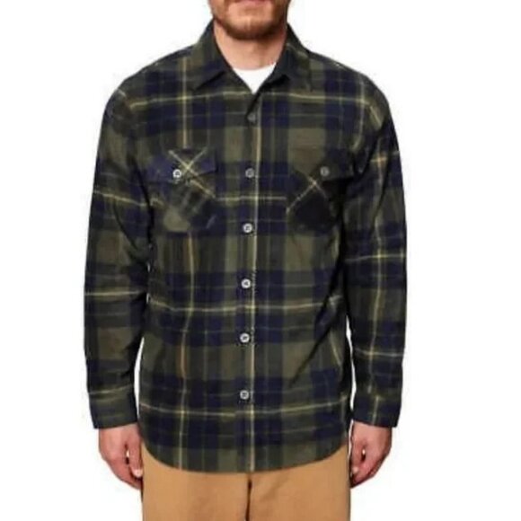 Freedom Foundry Men’s Long Sleeve Green/Blue Plaid Fleece Shirt XXL NWT - Picture 1 of 15